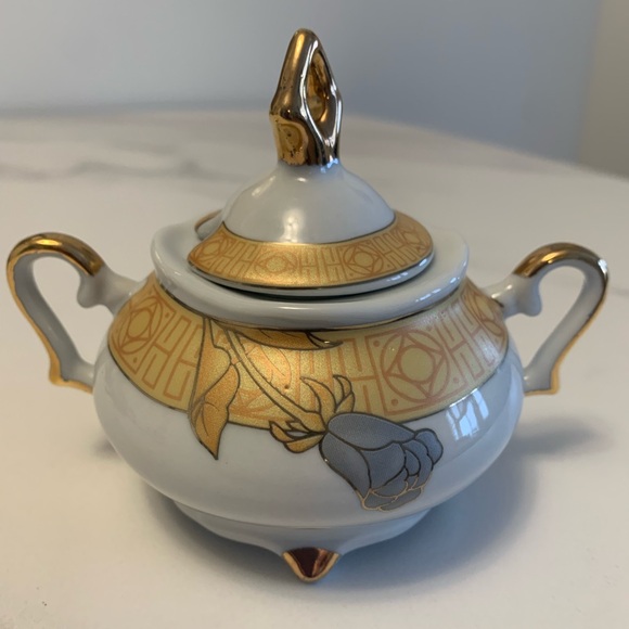 Vintage Lidded Yamasen Gold Collection Percelain Sugar Bowl w/24 ct gold plating - Picture 3 of 7